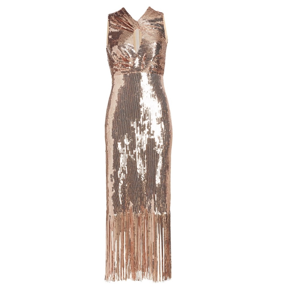 Rachel Comey Petra Keyhole Sequin Fringe Midi Dress